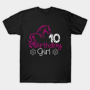 10 Year Old Horse Lover 10th Birthday Girl Horse Riding Bday T-Shirt